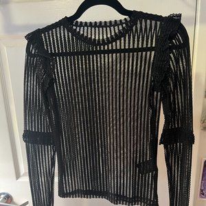 Disturbia Mesh Mourning Ruffle Top, Size UK 10